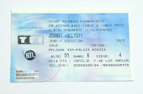 Johnny hallyday billet concert - johnny,