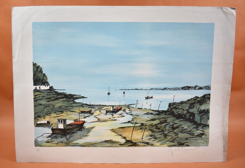 Lithographie xxème bateaux - xxème,