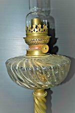 -BELLE LAMPE A PETROLE PIED BRONZE BOL BACCARAT BAMBOU VERRE CRISTAL de LORRAINE