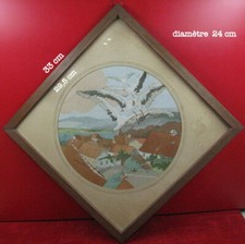 Aquarelle pochoir? Charles Spindler - Oies sur les toits, signée C.Spindler