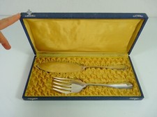 French Christofle silverplate fish serving set of 2 pieces, marks, box