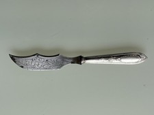 Ancien Couteau à Fromage/Beurre - Manche Argent Fourré - Lame acier décor Floral