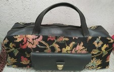 Sac Vintage Années 60/70 - Cuir & Tapisserie Florale - Serrure NOYON (Clé...
