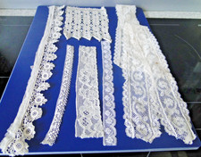 Lot anciennes dentelles brodées sur tulle blanches chutes travail français