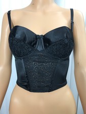 Wacoal 34B Black Fancy Corset Bustier Short Satin & Lace