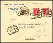 Espagne Courrier De La République Espagnole Certifié Botte