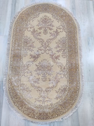 Tapis laine damassé crème - tapis, en