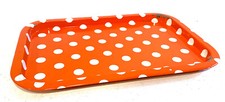 Ancien plateau en tôle peinte Rouge à pois Blancs années 1970
