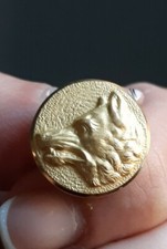 M5B bouton d'uniforme chasse vénerie d17mm tête de loup doré hunting wolf