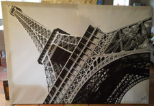 Toile photo N&B grand format tour Eiffel facilement transportable (demontable)