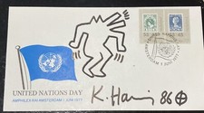 Keith Haring Original Drawing On U.N Envelope Signed Warhol, Basquiat ERA