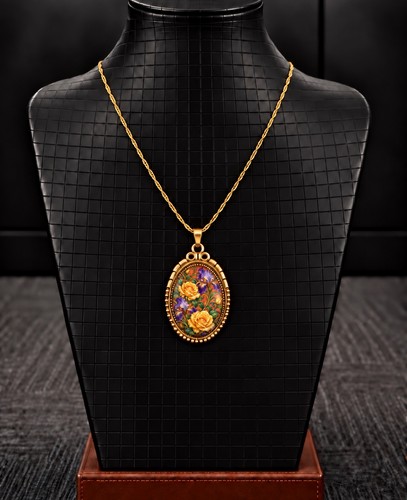 Collier médaillon plaqué - collier,