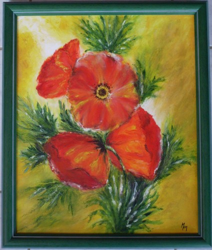 Tableau encadré coquelicots - tableau,