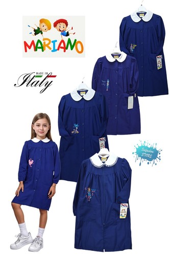 Tablier fille bleu ricamé - bleu,