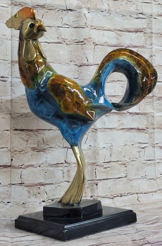 Sculpture bronze faune coq - bronze,