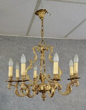 Grand lustre style Louis XV en bronze doré vers 1950