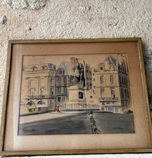 dessin aquarellé vue de Paris