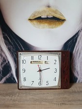 ANCIENNE PENDULE HORLOGE JAZ TRANSISTOR FORMICA MARRON VINTAGE