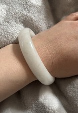 Bracelet En Jade Blanc Naturel- Bracelet Rigide De Type Jonc Femme - Neuf