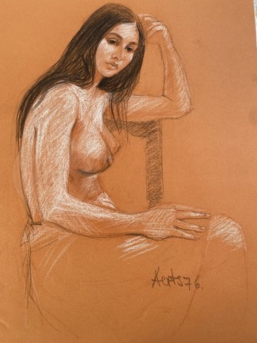 Portrait féminin assis - ,