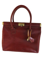 Sac a main en cuir veritable marron made in Italy 31x27x15 cm