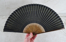 éventail ancien chinois antique vintage chinese fan calligraphy gold
