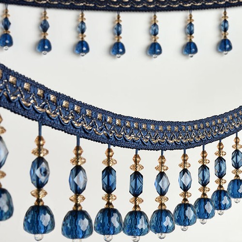 Ruban dentelle frange perles - dentelle,