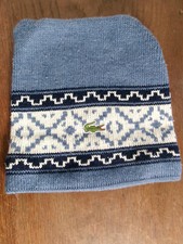 Vintage 70's  Bonnet Collector Lacoste jacquard bleu Made in France