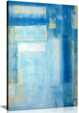 Tableau art mural sur toile art abstrait jaune sarcelle