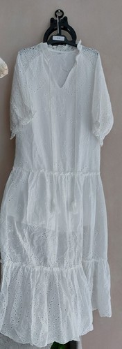 Robe longue blanche - coton,