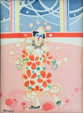 Frédéric MENGUY - "Clown jongleur " - Aquarelle originale signée - 1985