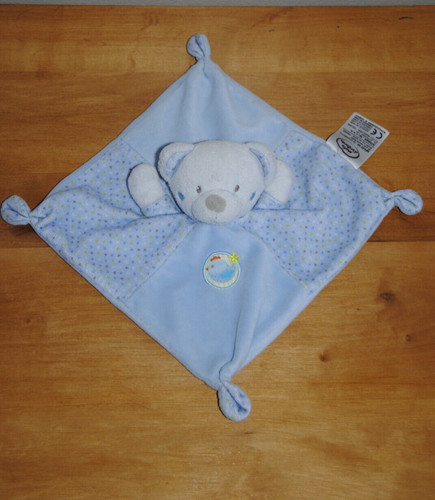Doudou plat mouchoir ours - ours, bleu