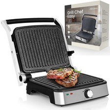 Grill Chef Easy – Grill Électrique 2 en 1 et Presse-Panini 2000W Plaques Céra...