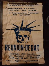 AFFICHE MAI 68 RARE VIETNAM GUERRE PSU LIGUE COMMUNISTE PEINTE AU POCHOIR DS ETA