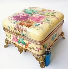 superbe coffret boite à chocolat XIXème faience bronze