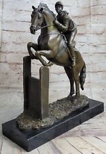 Cheval de Course Ventilateur Thoroughbred Femelle Jockey Piste Statue Bronze Art