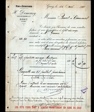 GRAY (70) VINS & SPIRITUEUX "GASNIER / H. DEMEUSY" Facture en 1896