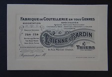 Ancienne carte visite E. BARDIN couteau rasoir manucure THIERS coutellerie