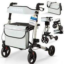 AREBOS Déambulateur Porte-canne Pliable Rollator Assise et dossier max. 136kg