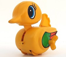 CANARD JAUNE À LA TÊTE ARTICULÉE ANCIEN JOUET MÉCANIQUE MADE IN MACAU FONCTIONNE