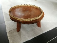 PORTE PLANTE ANNÉES 50, TRONC D'ARBRE, 4 PIEDS, ENTOURAGE PICOTS BOIS ET FICELLE