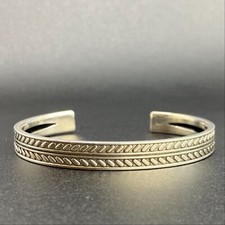  Bracelet manchette argent 925 vintage à motif Silver