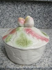 CONFITURIER FAÏENCE  SALINS  FRESA FOND BLANC 10,5 cm