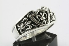 Fleur de Lys Royal Lis Gothique Anneau 925 Argent Véritable Bague en / 216