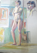 GOUACHE ORIGINALE XX° CROQUIS