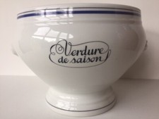 SALADIER PORCELAINE D'AUTEUIL J. LOBJOY  2 lions VERDURE DE SAISON LIGNE MARINE