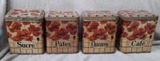 4 Boîtes À EPICES TOLE DECOR DE FLEURS COQUELICOTS Art Déco Décoration Cuisine 