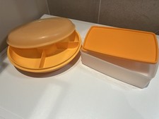 Lot 2 Boîtes Tupperware Apéritif / Crudités + Congélation .orange. Vintage