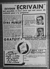 DEVENIR ECRIVAIN ECOLE ABC  publicité 1949 advert