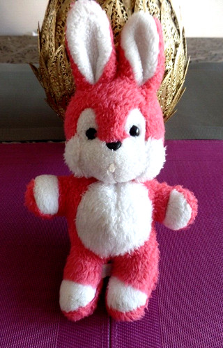 Doudou peluche lapin rose - s7,